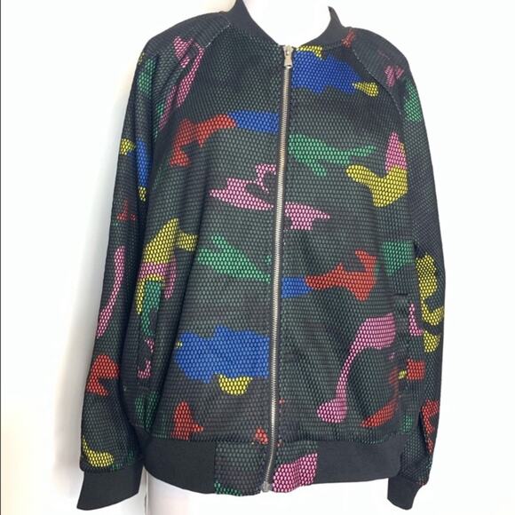 Gracia camo fishnet overlay bomber jacket - Picture 2 of 5